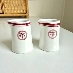 Vintage Miniature Creamers Sterling Army Medical Creamer Milk Pitcher White Red